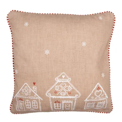 Produktbild von Clayre & Eef Kissenbezug 40x40 cm Braun Baumwolle Lebkuchenhaus