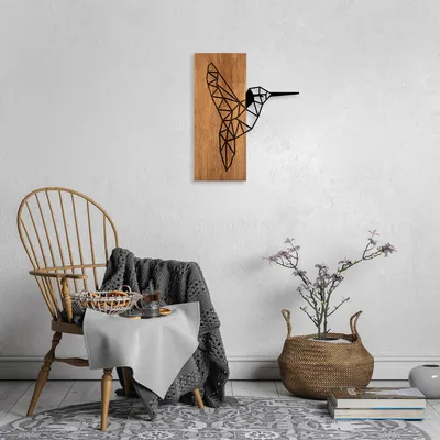 Image de Wallity, MA- SKL2270, couleur noyer,noir, Autres décorations pour la maison, 58 x 48 cm, 50% bois (épaisseur : 3 cm) / métal (épaisseur : 1