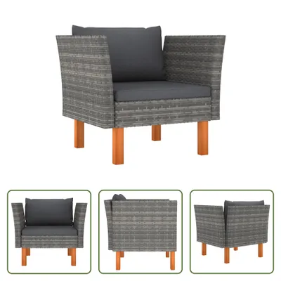 Image de The Living Store Gartensofa Poly Rattan und Eukalyptus Massivholz