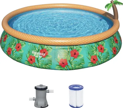 Produktbild von Bestway 57416 - Fast Set Pool - Paradise Palms (457x84cm) inkl. Filterpumpe Swimmingpool