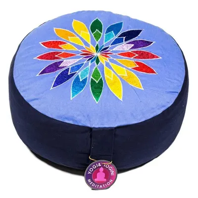 Obrázok produktu pre Meditačný vankúšik Modrý a viacfarebný kvet - 33x17 cm