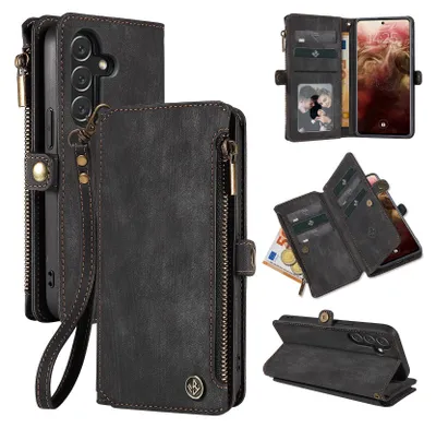 Produktbild von Handy Hülle für Samsung Galaxy A34 5G Geldbeutel Geldbörse RFID Schutz Klapphülle Cover Schutzhülle Wallet Farbe: Schwarz