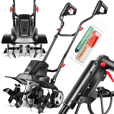 Produktbild von MASKO® elektrische Motorhacke 1500 Watt | 40cm Arbeitsbreite 20cm Arbeitstiefe | Bodenhacke | Ackerfräse Kultivator Gartenfräse | Elektro Hacke | klappbarer Handgriff | Metallgehäuse | Transporträder