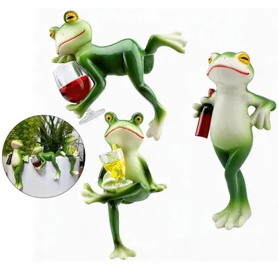 Produktbild von Handbemalte Frosch Deko mit Blumentopf, Resin Figur für Garten und Balkon
