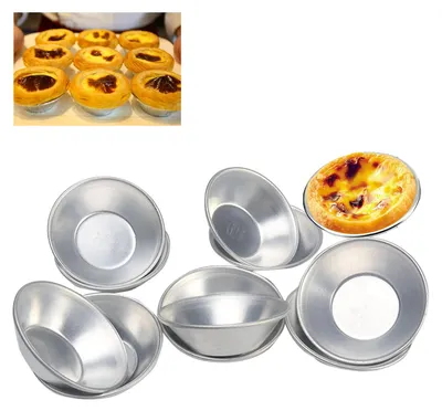 10er-Set runde Backförmchen für Custardtörtchen, Ø 72 mm, Aluminium