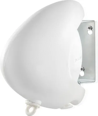 A white retractable clothesline dryer mounted on a metal bracket.