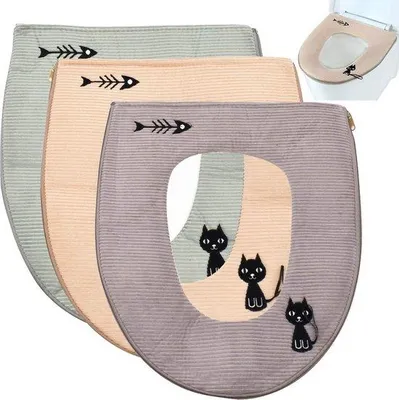 Produktbild von Famanu WC-Sitzauflagen 3 Stück - Waschbare, antibakterielle Toilette-Sitzkissen mit Reißverschluss