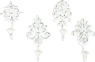Image de Lot de 4 crochets muraux, porte-manteaux muraux, porte-manteaux en fer, style Shabby Chic