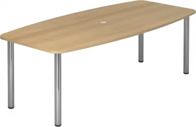 Produktbild von HAMMERBACHER Konferenztisch KT22C eiche Tonnenform, Rundrohr chrom, 220,0 x 83,0 - 103,0 x 72,0 - 74,0 cm