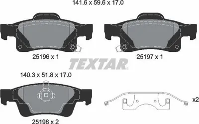 Produktbild von TEXTAR Bremsbeläge Satz Hinten für JEEP GRAND CHEROKEE IV (WK, WK2) 2519603
