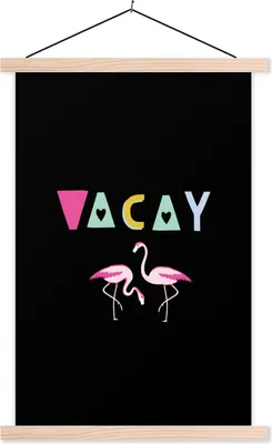 Produktbild von MuchoWow® Textilposter Sommer - Flamingo - Zitat 40x60 cm mit holzfarbenen Rahmen - Poster
