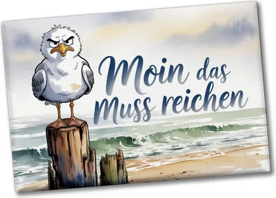Produktbild von Möwe Aquarell Moin Spruch Souvenir Souvenir Magnet