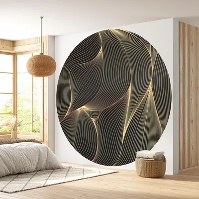 Image de Papier peint rond / cercle - Lumaléa - Motif géométrique - Papier Premium 185gr Lavable - Diamètre 90 cm