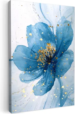 Obrázek produktu pro OneMillionCanvasses® - Obrazy na plátně - Květiny - Modrá - Zlatá - Akvarel - Moderní, nástěnné umění, nástěnné dekorace Obývací pokoj, 20x30cm