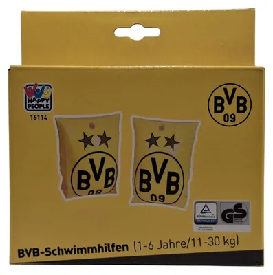 Zdjęcie produktu dla Happy People 16114 - Borussia Dortmund - BVB: Pomocne akcesoria do pływania dla dzieci waga 11-30 kg. Pływaki do pływania, idealne na sezon kąpielowy, basen lub jezioro