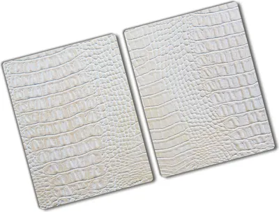 Produktbild von Tulup Glas Herdabdeckplatte - 2x40x52 cm - Glaskeramikkochfeld-Abdeckung Spritzschutz Glasabdeckplatte Kochplattenabdeckung und Schneidebrett - Zweiteilig - Kunst: modern & klassisch - Krokodilleder - Beige
