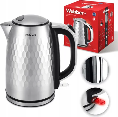 Produktbild von Webber WK-330 kabelloser Wasserkocher 2200 W 1,7 l schwarz INOX