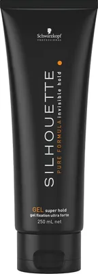 A black tube of hair gel against a white background.