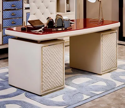 Immagine prodotto di Design Tisch Sekretär Luxus Schreib Büro Metall Hochglanz Tische Holz Möbel