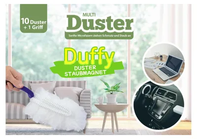 Produktbild von DUFFY Duster- Staubmagnet Set "NEU waschbar" 1 Griff+10 Tücher/Duster