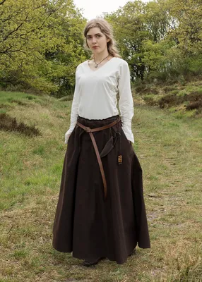 Produktbild von Mittelalterlicher Rock, weit ausgestellt, dunkelbraun Baumwolle Mittelalterrock Wikinger LARP Rock Damen Kostüm Größe: L
