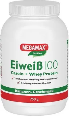 Immagine prodotto di MEGAMAX Nutrition Proteine 100 in polvere gusto banana, 750 g in polvere