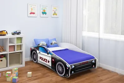 Produktbild von ACMA Jugendbett Kinderbett Auto-Bett Junior Cars BettKomplett-Set mit Matratze, Lattenrost und Rausfallschutz 160x80 cm - CAR-3
