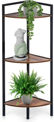 Produktbild von Schwarzes Eckregal aus Metall 23,5 x 23,5 x 76 cm