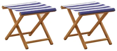 Image de vidaXL : 2 chaises longues, bois d'eucalyptus massif, bleu et blanc