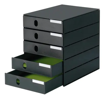 Zdjęcie produktu dla styro 8000-90 Schubladenbox styroval PRO schwarz DIN C4 mit 5 Schubladen