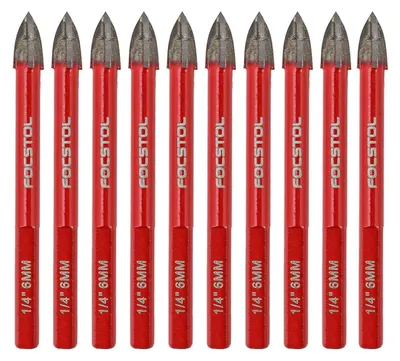Produktbild von Fliesenbohrer Set 10 Stück Hartmetallbohrer mit Dreikantschaft für Holz, Kunststoff, Mauerwerk, Keramik, Beton, Marmor 6mm