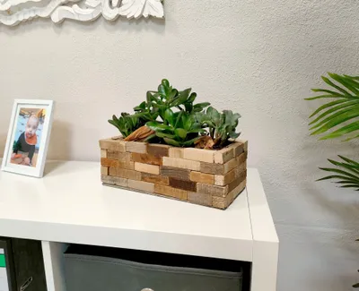Produktbild von Blumenkasten aus Holz mit Einsatz S - 30 x 14 x 10,5cm