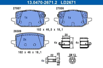 Produktbild von ATE Bremsbeläge Satz Hinten für RENAULT Kangoo III MPV 13.0470-2671.2