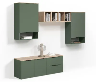 Immagine prodotto di Parete attrezzata soggiorno Livinity Piave Verde 5 parti, Model 58800