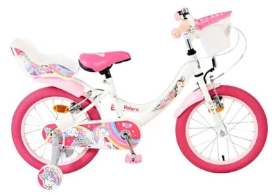 Obrázok produktu pre Volare Unicorn – detské bicykel – pre dievčatá – 16 palcov – biely – s dvoma ručnými brzdami