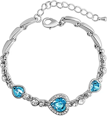 Produktbild von Armband Strass Stilvolle Legierung Herz Dekoration Armband für Dating-Himmelblau