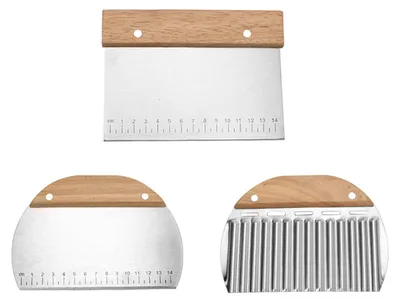 Productafbeelding van Set van 3 roestvrijstalen deegschrapers van 15 cm