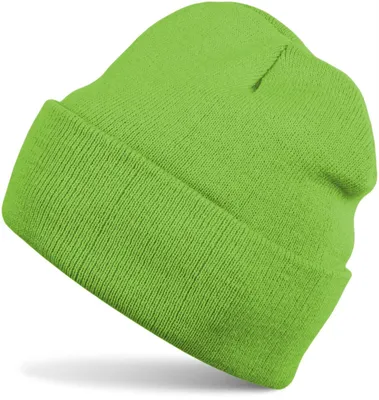 Produktbild von styleBREAKER Uni Strickmütze Beanie Umschlag Polyacryl, Limettengrün