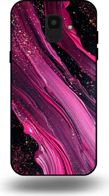 Produktbild von Smartphonica Handytasche passend für Samsung Galaxy A6 2018 mit Marmordruck - TPU Rückseite Hülle Marmor Design - Lila Pink