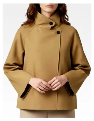 Produktbild von Damen Trenchcoat Kurz Wolle Zweireihig Winterjacke mit Knöpfen