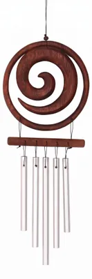 Produktbild von Aluminium Klangspiel, Windspiel mit Kokosholz - Spirale, Braun, Aluminium,Holz, 40*11*1 cm, Windspiele & Klangspiele