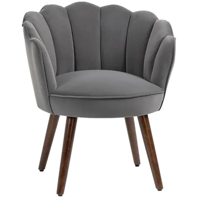 Produktbild von AIORBER Polsterstuhl Sessel mit Rückenlehne für Wohnzimmer & Esszimmer, Retro Design, Komfortsitz, 66x72x79cm, Dunkelgrau