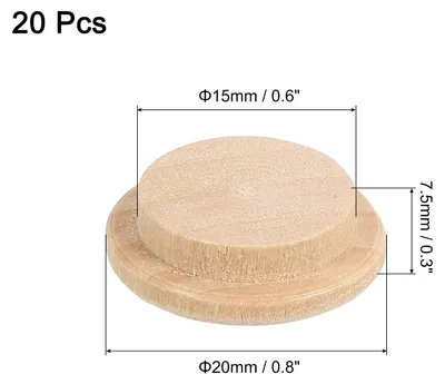 Produktbild von Holzlochstopfen, 20 Stš¹ck 20x15mm Abdeckkappen fš¹r Bohrl?cher Runde Kopf Hartholz Schraubenabdeckung Schraubenlochstopfen fš¹r M?bel Tische Stš¹hle Schr?nke Bastelprojekte