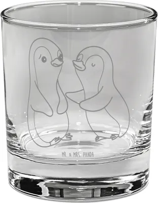 Produktbild von Mr. & Mrs. Panda Glas für Gin Pinguine trösten - Transparent - Geschenk, Freund, Hochzeitstag, Freundin, Trinkglas, Tumbler, Valentinstag, Partner, Frauen, Cocktailglas