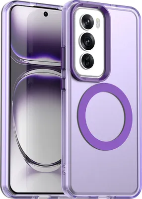 Image de Etui magnétique pour Oppo Reno12 Pro, Etui antichoc fin, mat et translucide Violet