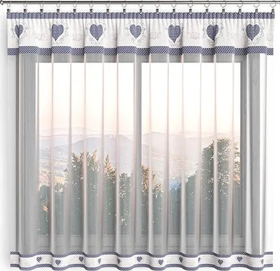 Obrázek produktu pro Hotová záclona 300x140cm - Srdce na béžovém