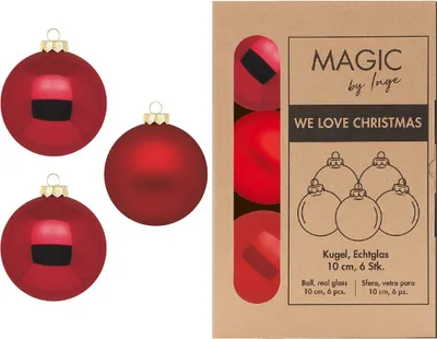 Immagine prodotto di Baubles natalizi in vetro 10cm 6 pezzi - Oxblood