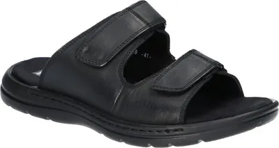Produktbild von AMERICAN CLUB CY149 Pantoletten, Herren Echtleder Flip-Flops, Klettverschluss verstellbar, Casual, Schwarz 41