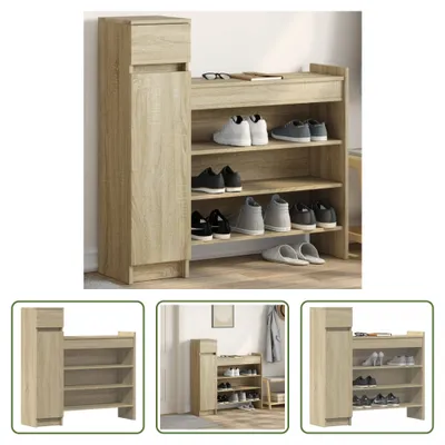 Produktbild von The Living Store Schuhschrank Sonoma-Eiche 100,5x28x100 cm Holzwerkstoff