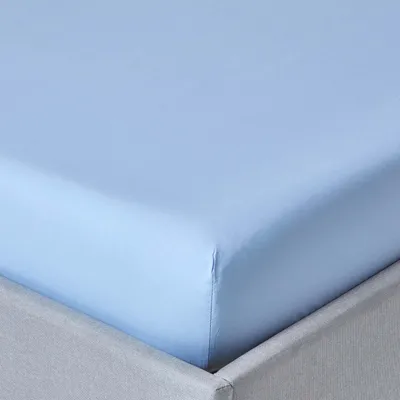 Produktbild von HOMESCAPES Perkal-Spannbettlaken 180 x 200 cm – blau, 100 % Ägyptische Baumwolle